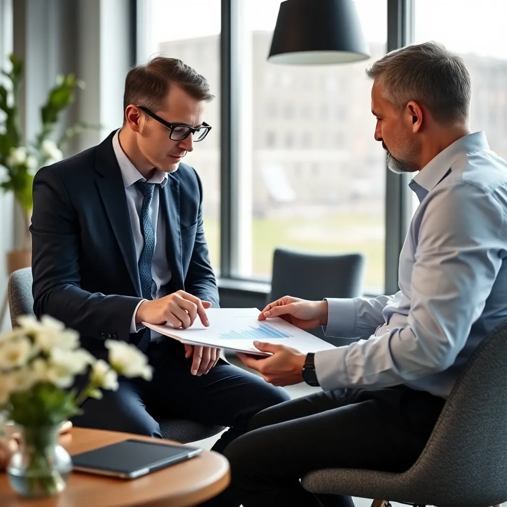 Persoon die pensioenplanning doet met financieel adviseur