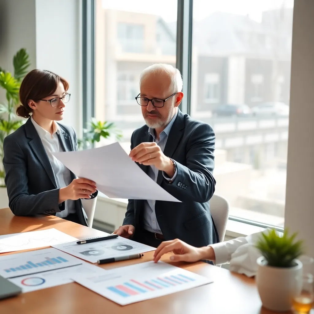 Persoon die pensioenplanning doet met financieel adviseur